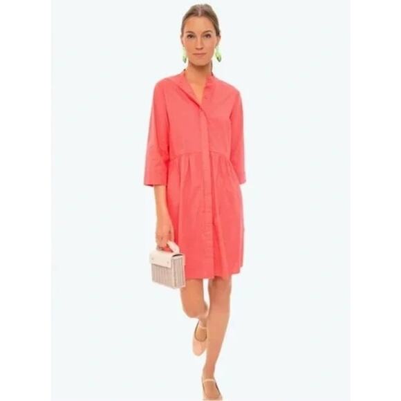 NWOT Tuckernuck Royal Shirt Dress Poppy Pink Preppy Barbiecore | SZ L - Picture 1 of 12